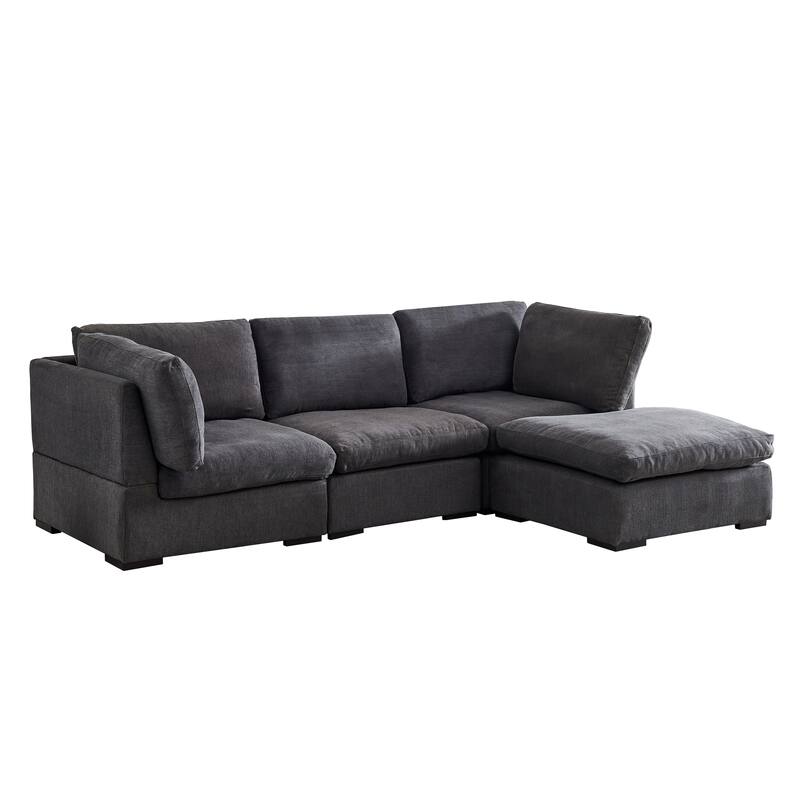 L Shape Modular Soft Fabric Sofa Filled with Down Bed Bath & Beyond