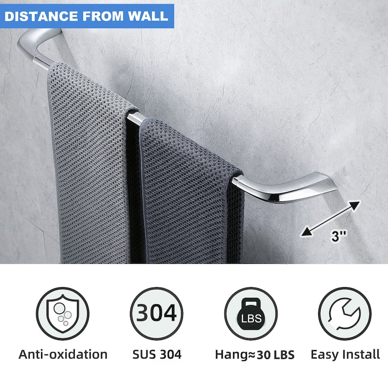 Bathroom 24 in. Wall Mounted Towel Bar Spot Resist Towel Holder