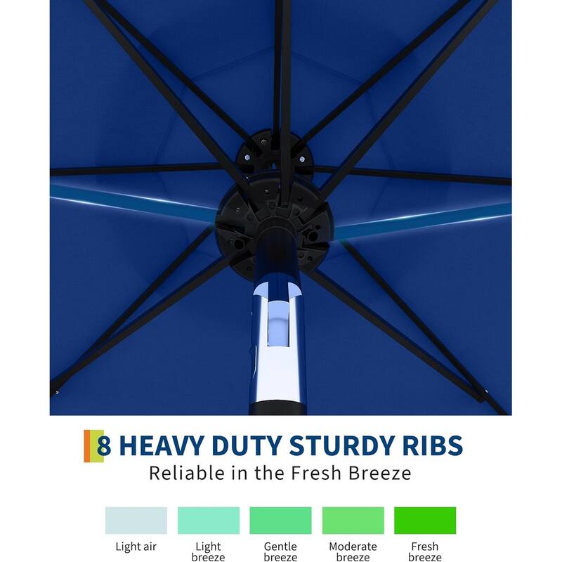 10 Ft Patio Umbrella with Solar Lights, Outdoor Table Umbrella with 40 LED Lights & Tilt Crank