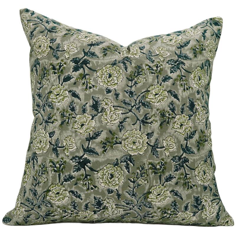 Cotton Farmhouse Block print pillow Cover Rameshwaram - Pillow Covers - 18" x 18"
