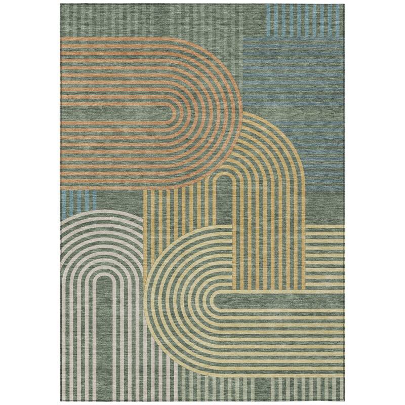 Machine Washable Indoor/ Outdoor Modern Basehor Chantille Rug