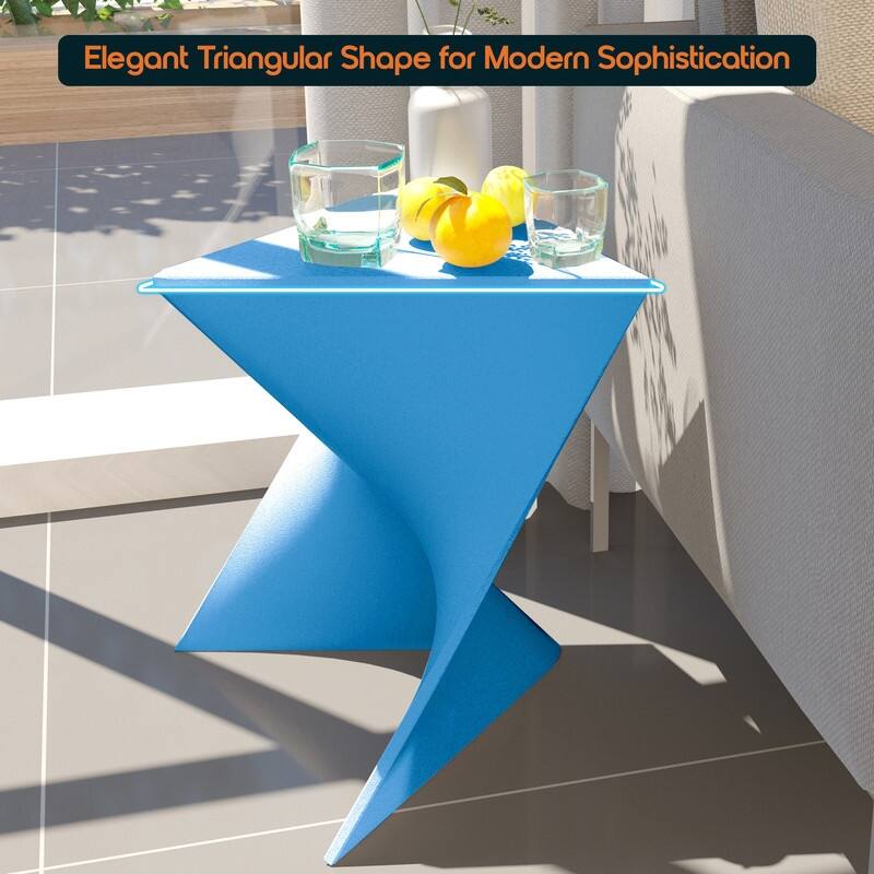 Randolph Modern Indoor Lightweight Side Table with Triangular Curved Design Accent End Table for Home Living Room or Bedroom