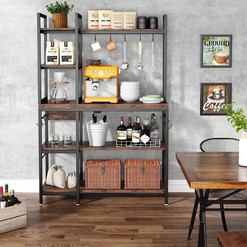5-Tier Kitchen Bakers Rack with Storage, Microwave Oven Stand, Kitchen Utility Storage Shelf