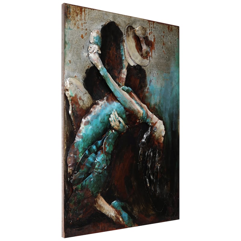 "Ballroom Dancers" Mixed Media Iron Hand Painted Dimensional Wall Art
