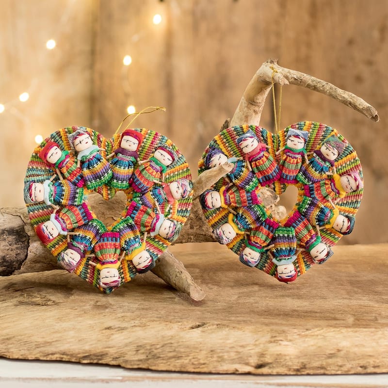 Novica Handmade Friendship Is Love Cotton Ornaments (Pair)