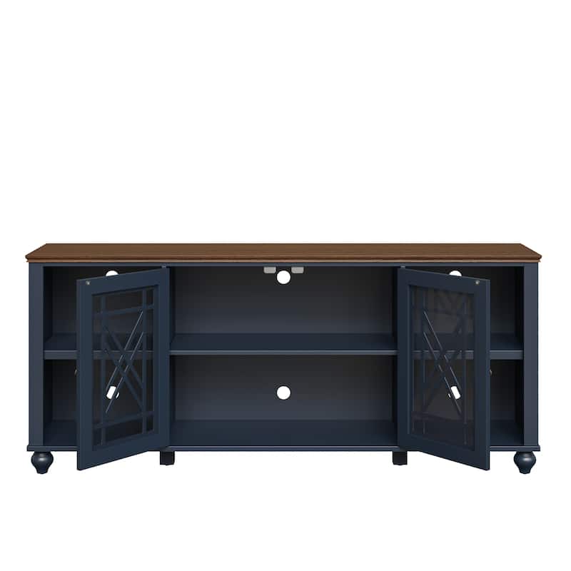 Vintage TV Stand with Carved Doors for Large Size TV