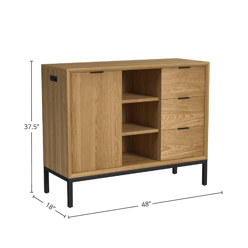 Newport 48" 3-Drawer Sideboard, Natural Oak