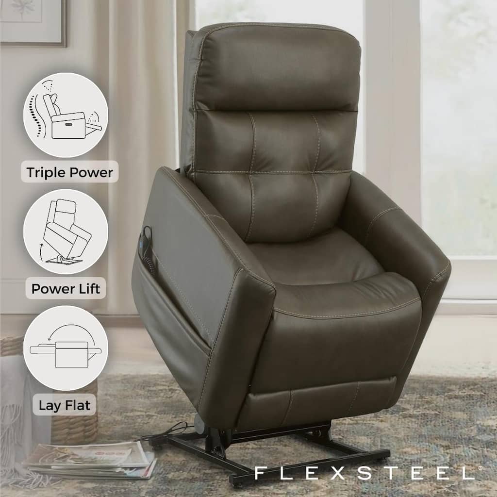 Kenner Driftwood Power Lift Recliner with Power Headrest & Lumbar by Flexsteel