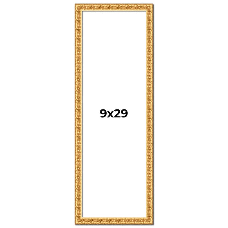 9x29 Frame Gold Real Wood Picture Frame Width 1 inches | Interior