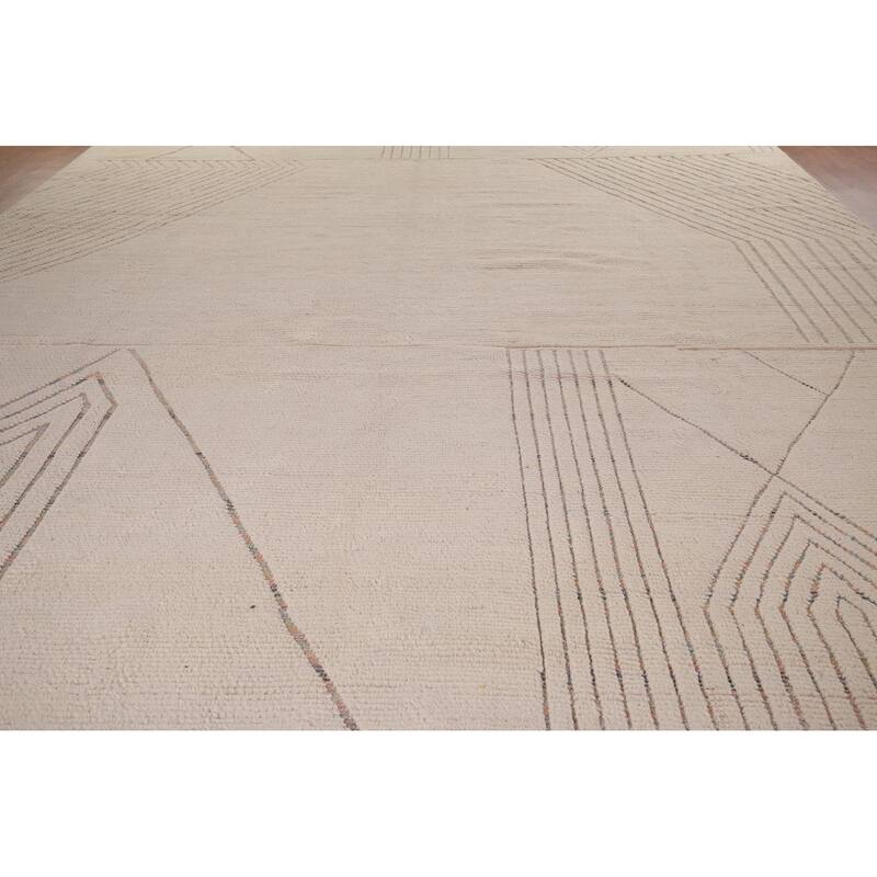 Earth Tone Moroccan Large Modern Area Rug Handmade Wool Carpet - 11'11"x 18'8"