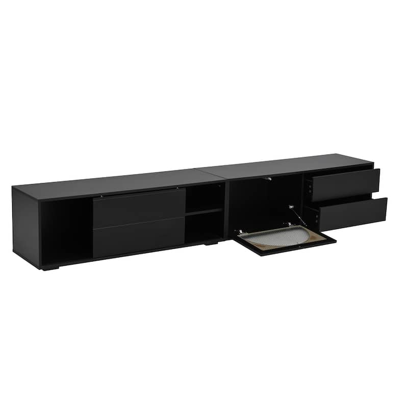 Roomfitters Modern Media Console with Fluted Glass Door, Free-Combination TV Stand for TVs Up to 100" with Sliding Storage