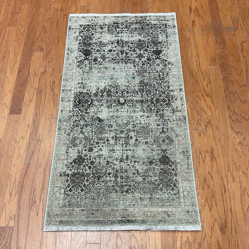 HERAT ORIENTAL Turkish Modern Erased Design Wool & Silk Rug - 2'7" x 4'11"