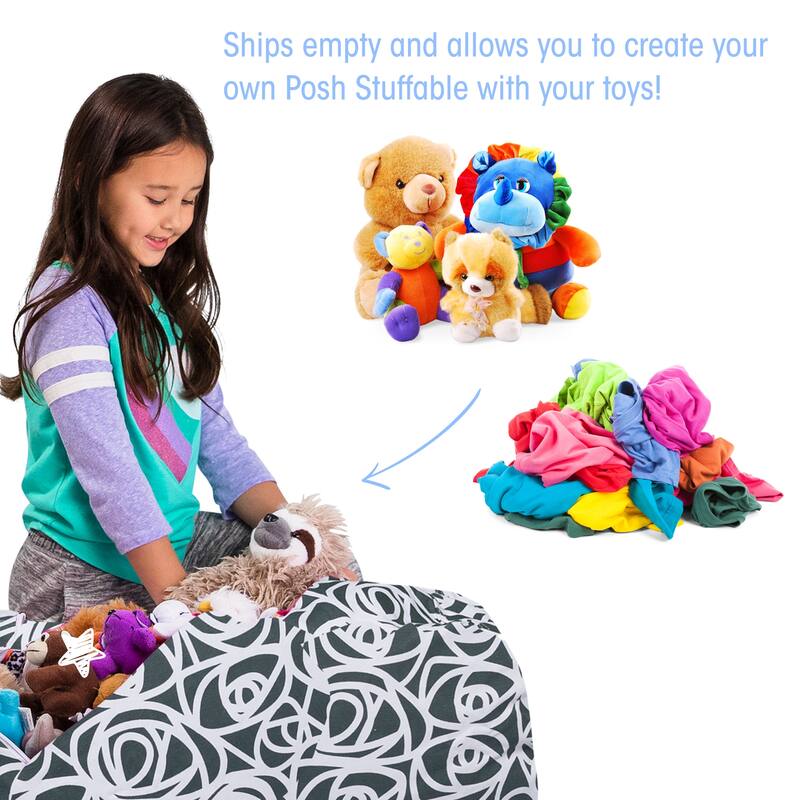Kids Bean Bag Chair Cover Stuffed Animal Storage or Toy Organizer