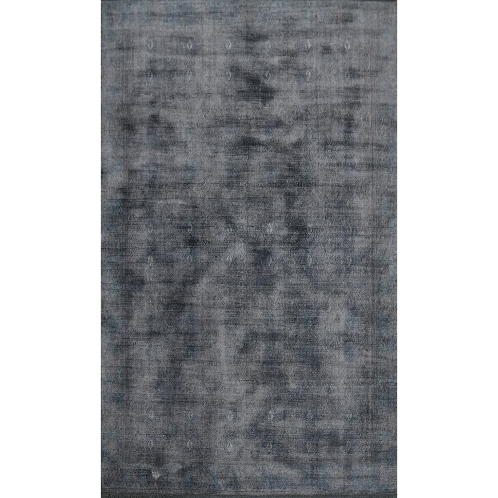 Hand-knotted Transitional Silk Carpet Grey Oushak Rug Geometric Oriental Area Rug - 9' 11'' X 6' 5''
