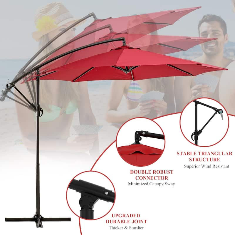 9.8ft Offset Patio Umbrella Offset Hanging Cantilever Patio Outdoor Market Umbrella UPF50 UV Protection
