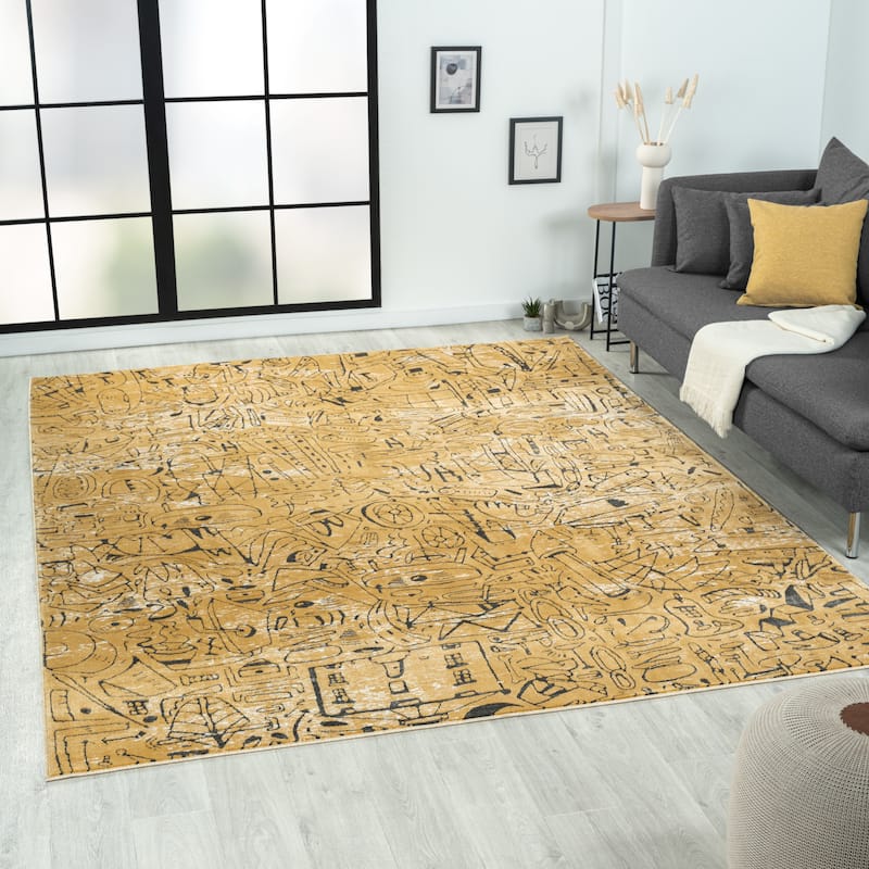 Katie Merz BKLYNWRKS Street Art Area Rug - 8'7" x 11'6" - Mustard
