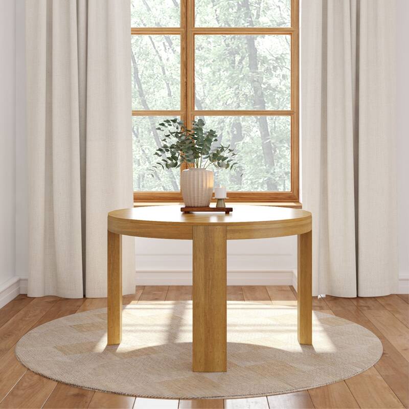Plank and Beam Contour Solid Wood Round Dining Table - 47"