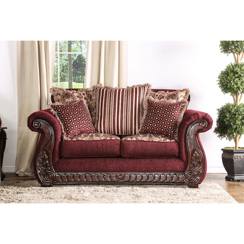 Fova Traditional Fabric Upholstered Loveseat by Furniture of America