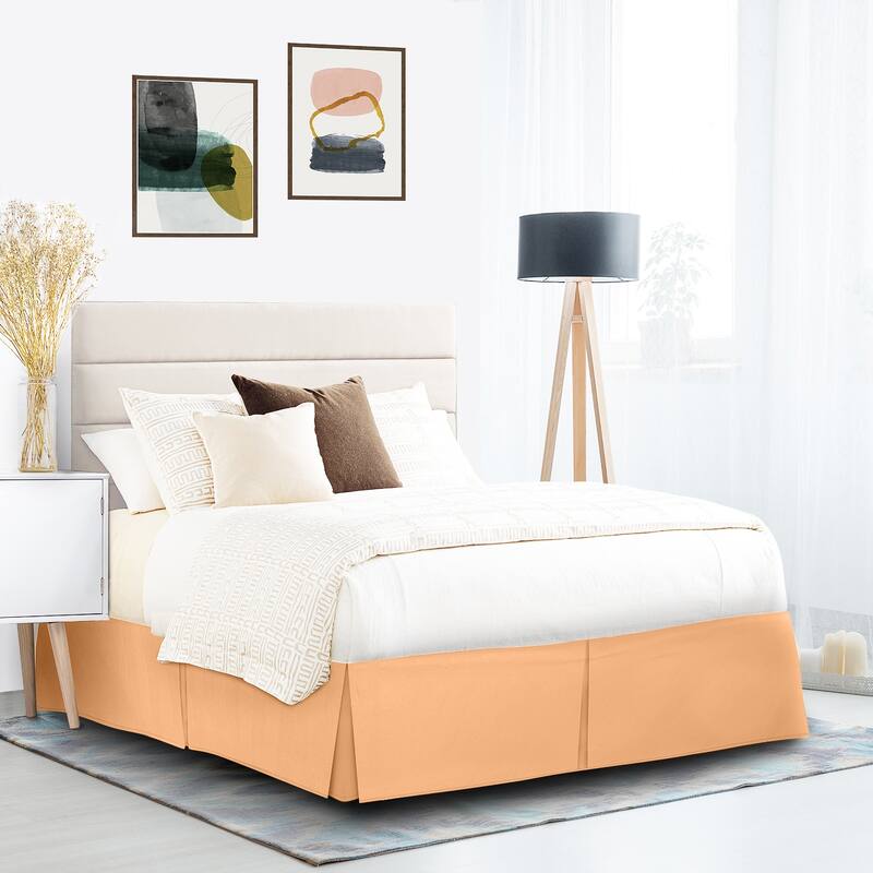 Clara Clark Pleated Bed Skirt-14 inch Tailored Drop - Soft Double Brushed Premium Microfiber Ruffle Bed Skirt - Includes 8 Pins