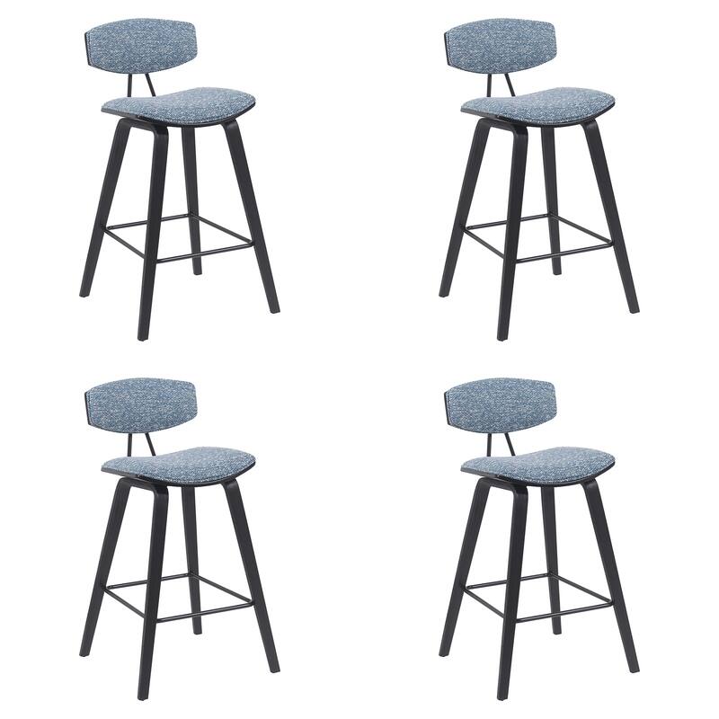 Fox Mid-Century Bar Stool, Upholstered Counter Height Chair with Bentwood Legs