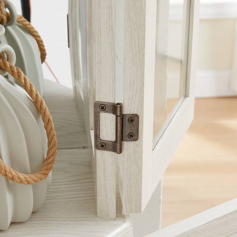 GDFStudio - Storage Corner Curio Cabinet with Lighted Glass Shelves