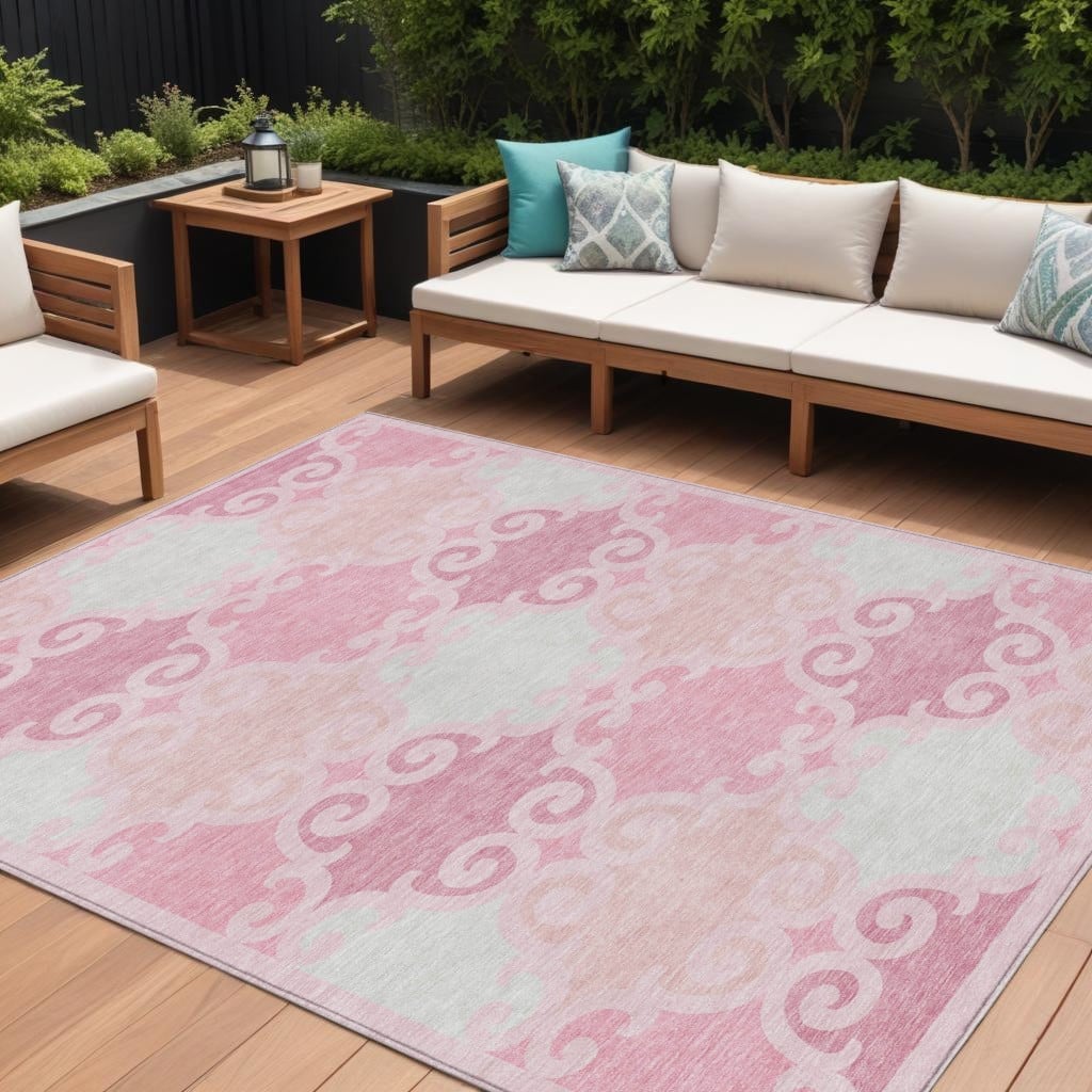 HomeRoots Trellis Transitional Rectangle Outdoor Rug