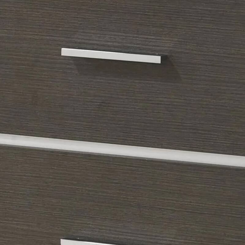 Hez Nightstand, 2 Drawers, Silver Trim, Modern Dark Brown Finish