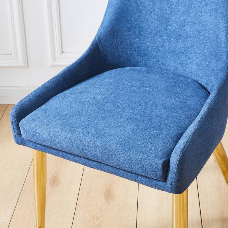 Set of 2 Classical Upholstered Accent Dining Chairs with Steel Legs