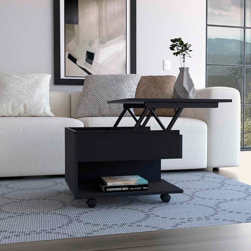 Living Room Storage Table With Pulley - Black