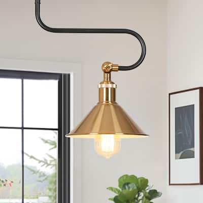 Modern Vintage 1-Light Gold Brass Metal Pendant Light Foyer Ceiling Lights