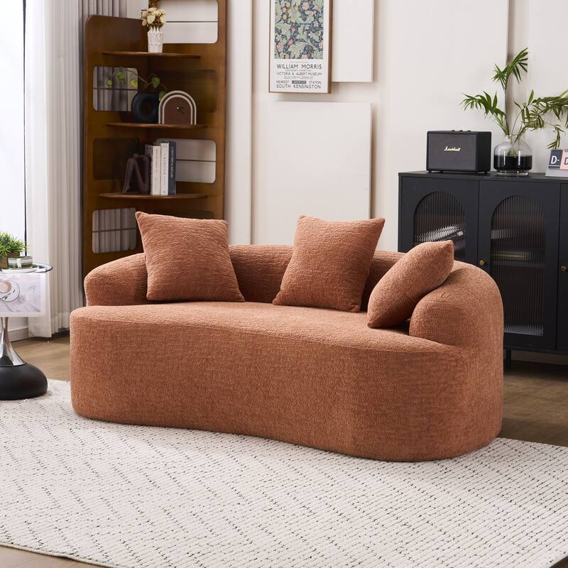 30D Chenille No-Assembly Compact Curved Loveseat Full Compression Sponge Sofa