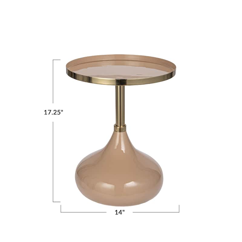 Sturdy Enameled Metal Tray Table - 14.0"L x 14.0"W x 17.3"H