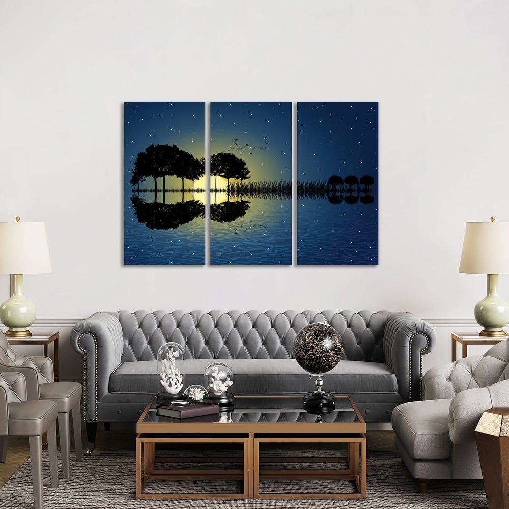 iCanvas "Guitar Island Moonlight" by psychoshadow 3-Piece Wall Art Set
