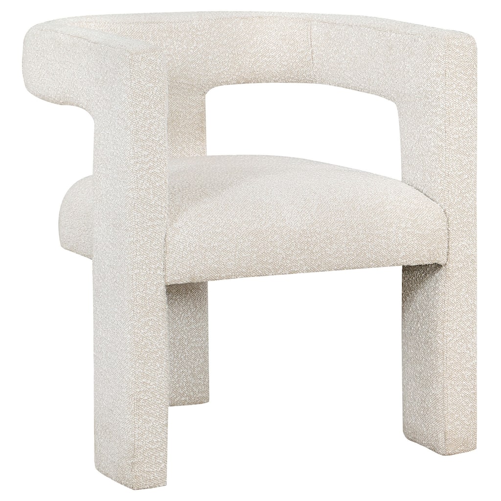Hellen Accent Side Chair, Fully Upholstered in Soft White Boucle Fabric