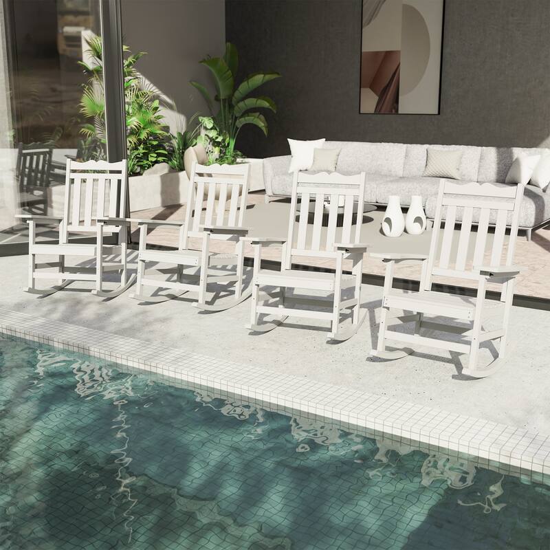 Livoosun 4 Pieces Patio Adirondack Chairs Outdoor Plastic Rocking Chair - Light Gray