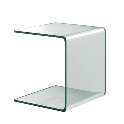 Tempered Waterfall End Table with non-Slip Pad - 18" x 18" x 16" (L x W x H)