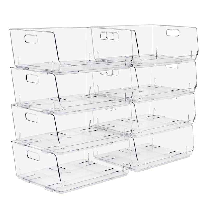 Sorbus Stackable Storage Bins Acrylic Open Front Clear Stackable Storage Bins for Pantry Kitchen (Large) - 8 Pack
