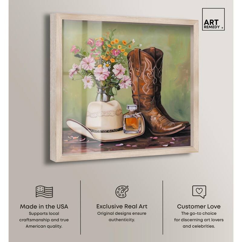 Spring Green Cowboy Necessities Shadowbox by Art Remedy