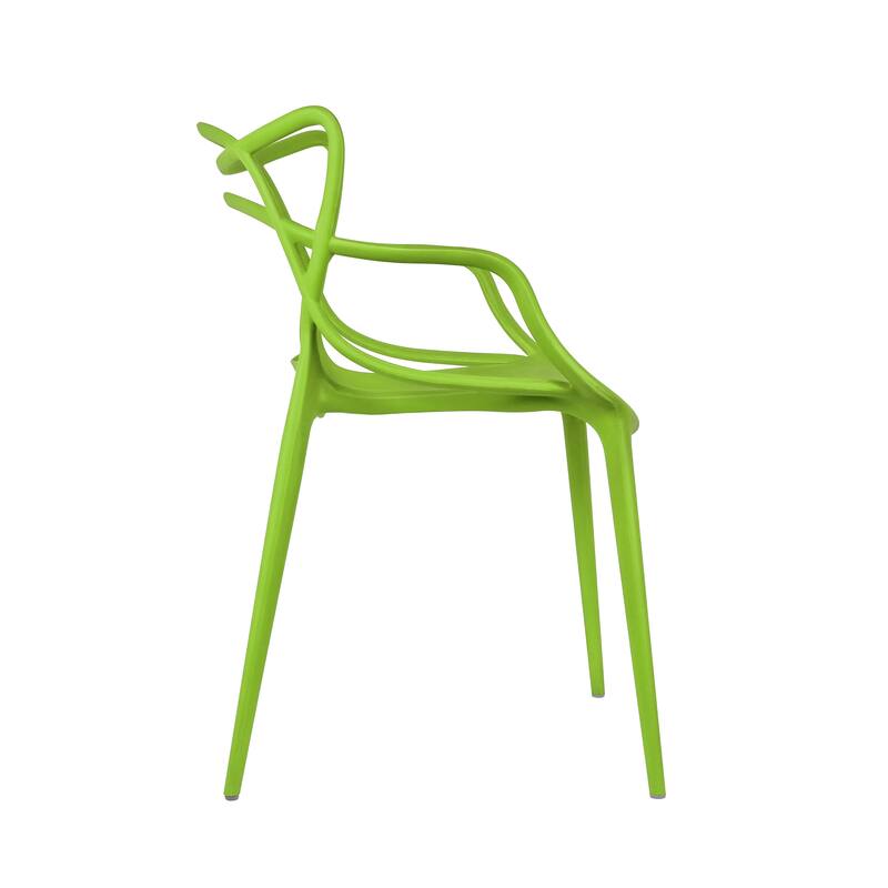Modern Stackable Geometric Molded Stacking Chairs Dining Armchairs Indoor Outdoor Patio Work Office Kitchen (Set of 2)