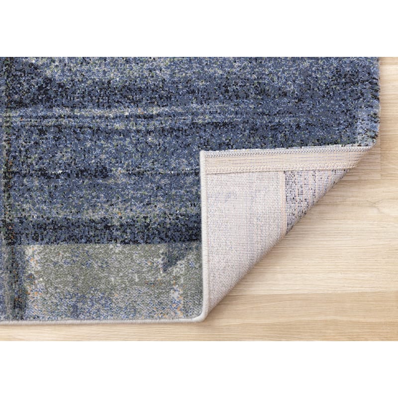 Amelia Collection - Dense Abstract Art Blue Green Area Rug