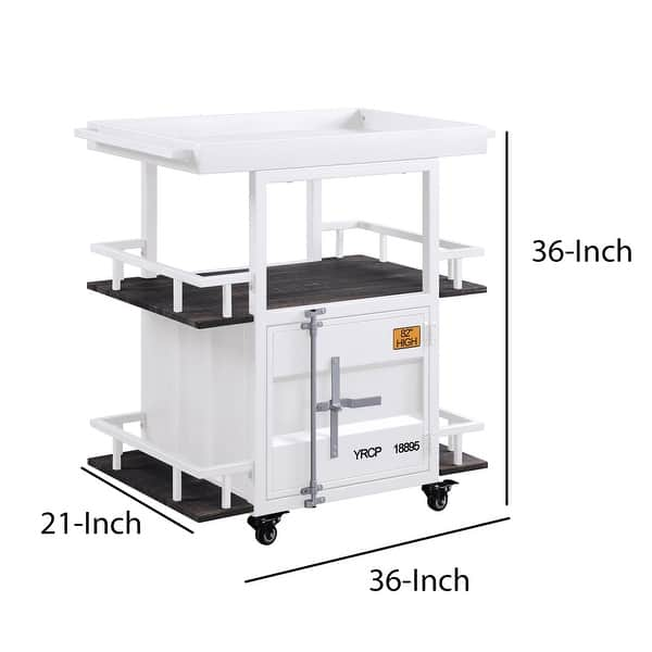 Industrial Style Metal Serving Cart With Casters, White - Bed Bath 