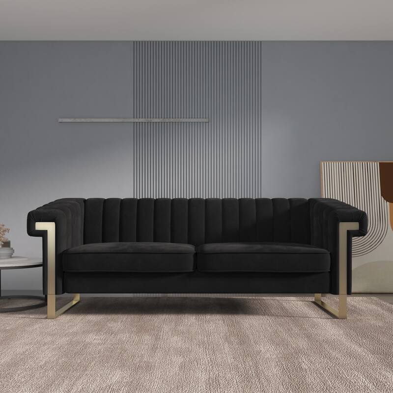 Nordic Modern Velvet Sofa Light Luxury Couch Chair Lounge Loveseat - Black