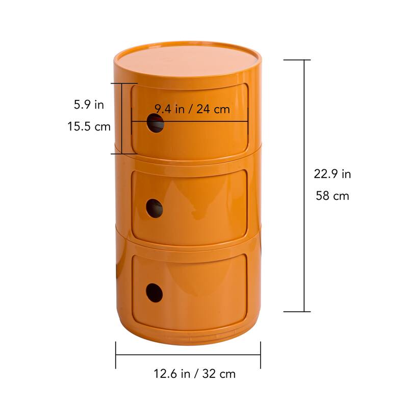 Modern 3 Tier Orange Side Table Nightstand