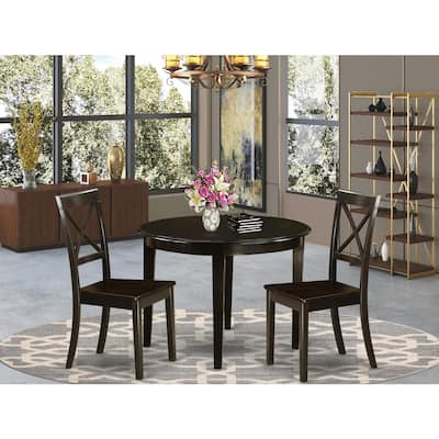Round Kitchen Table Set - 42" Table with 2 Chairs - Rubber Wood Dining Set - Small Space Friendly