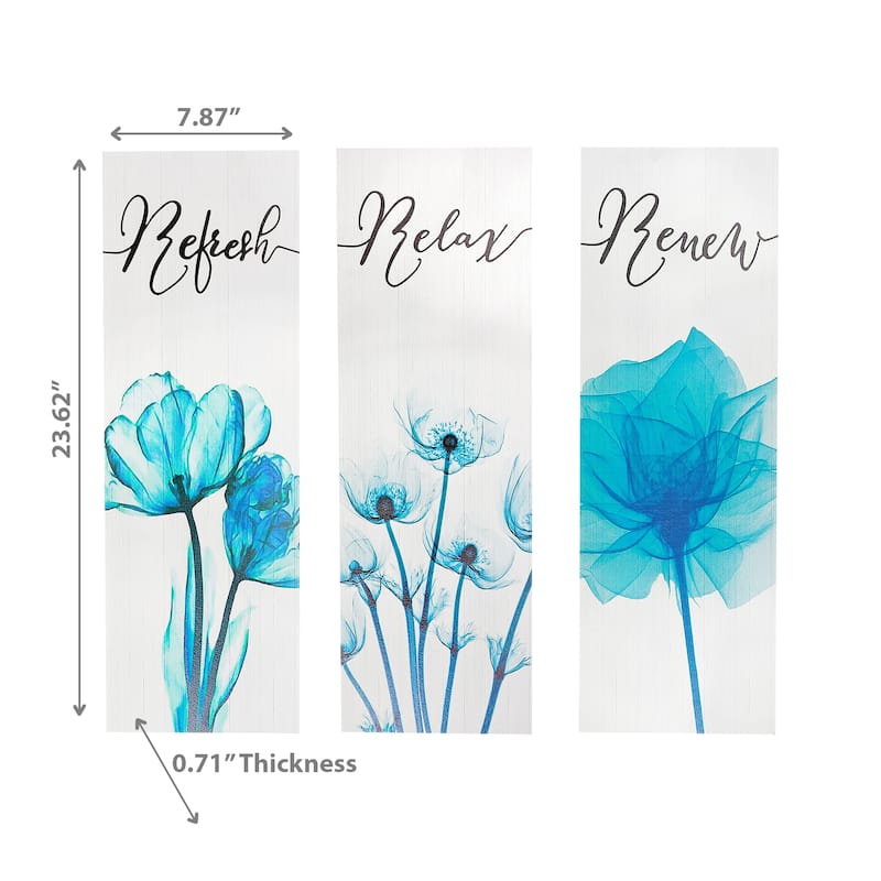 MDF Wall Sign Relax Renew Refresh - Set of 3