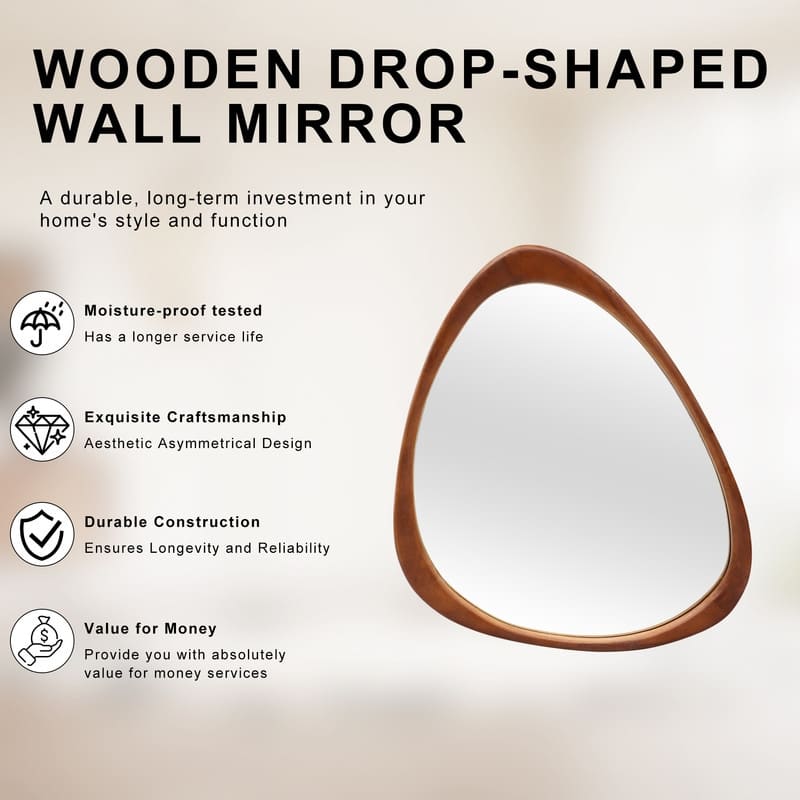 Irregular Mirror Asymmetrical Wood Wall Mirror