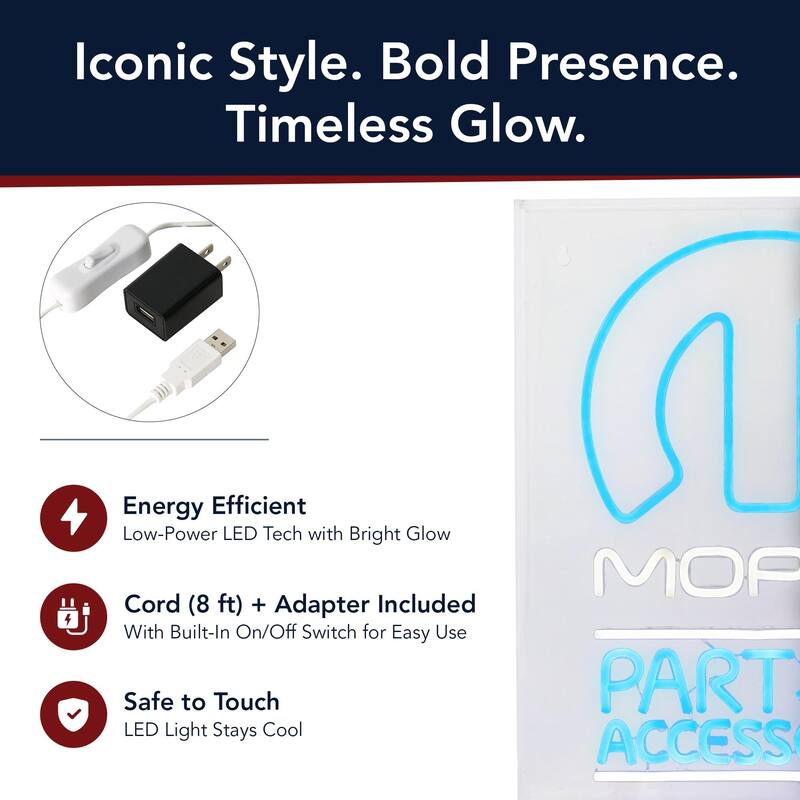 Licensed Mopar Parts & Accessories Acrylic LED Wall Decor Sign - 16" x 20" - 16" x 20"