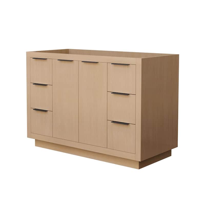 Wyndham Collection Maroni 48" Single Free Standing Vanity Cabinet Only - Light Straw / Matte Black Hardware