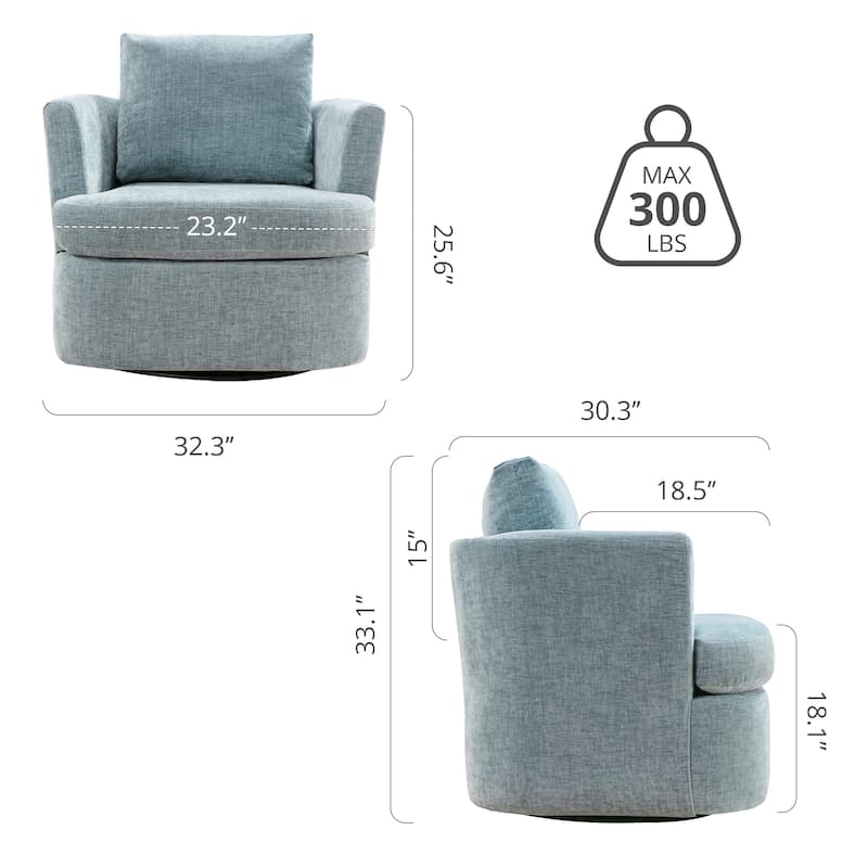 Modern Chenille Upholstered Swivel Accent Barrel Chair Set Modern Swivel Armchair for Living Room