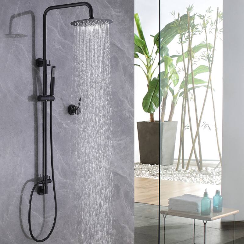 Wall Mounted Exposed Shower System with 10" Showerhead and Handheld Showerhead